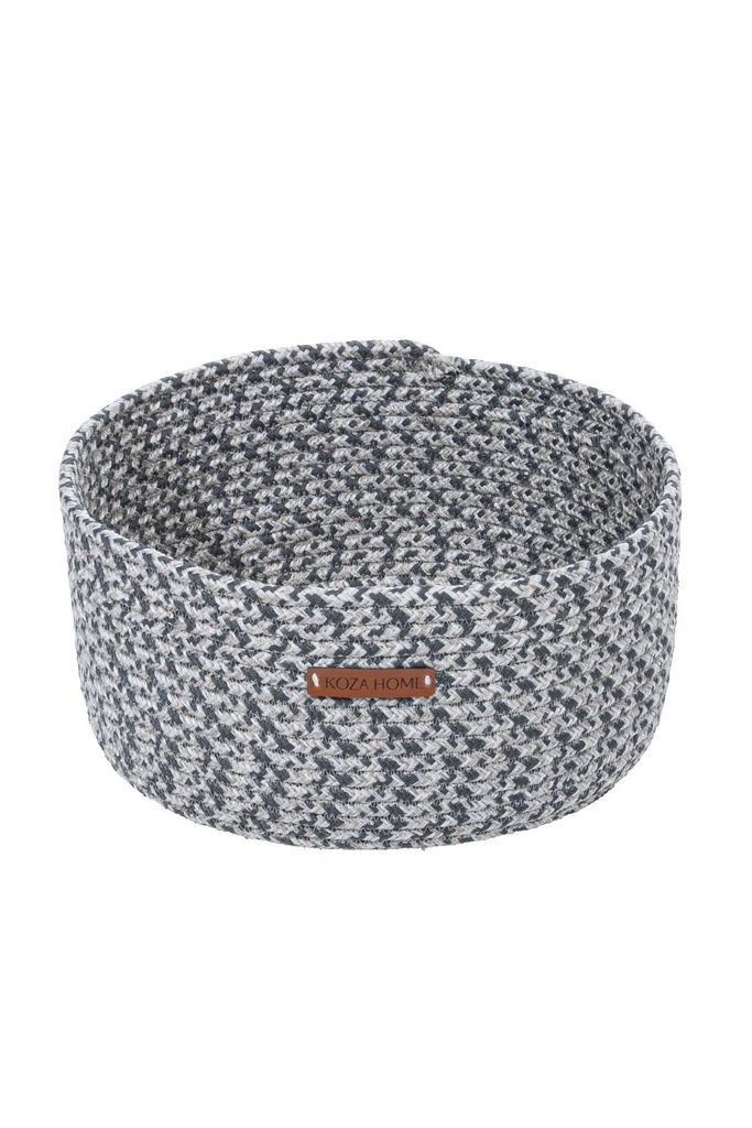 Fonott pamutkosár, 30 cm, Szürke - CORBEILLE - Butopêa